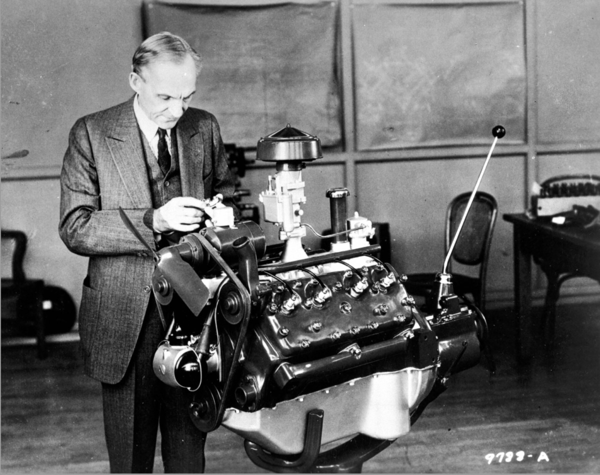 Henry Ford working on an engine.