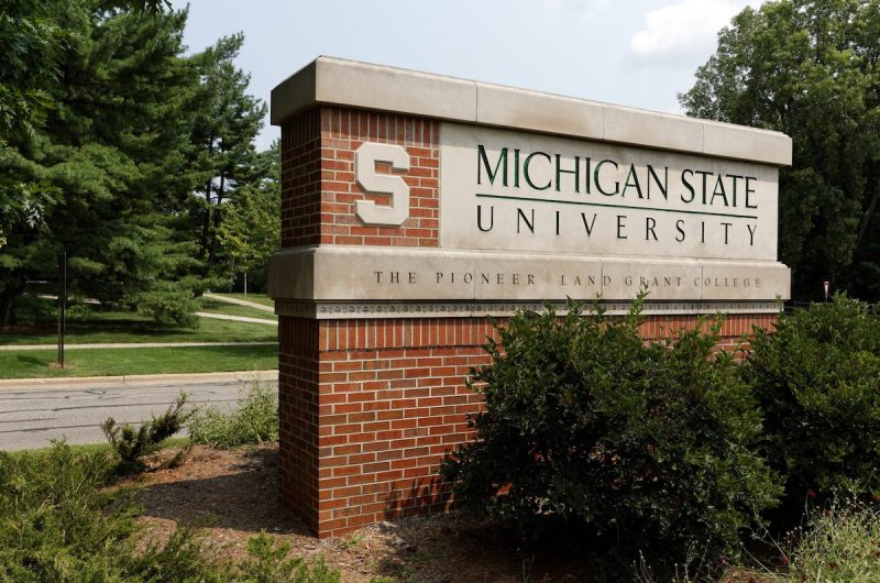 MSU Michigan State University Entrance sign