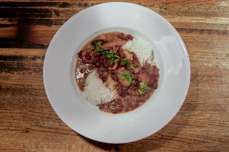A bowl of red beans and rice at Garden District, the best new restaurant in Grand Rapids