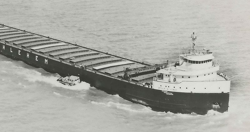 a black and white photo of two boats on the great lakes